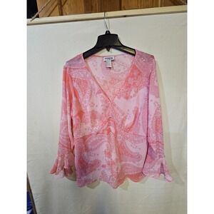 Its A Y2K Summer Pink with Beading Fairy Sleeves Size 2x Plus Size Top Blouse